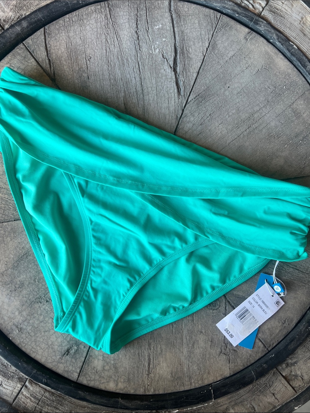 Bleu Rod Beattie Teal Low-Rise Bikini Bottom Size 14 B41
